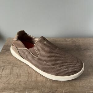 Olukai Shoes Mens 13 Nohea Pae Brown Mesh Slip On Beach Surf Comfort Loafer Boat
